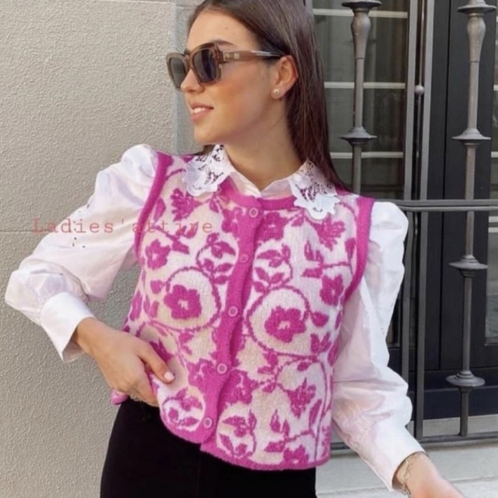 Zara Floral Knit Vest - Picture 2 of 5